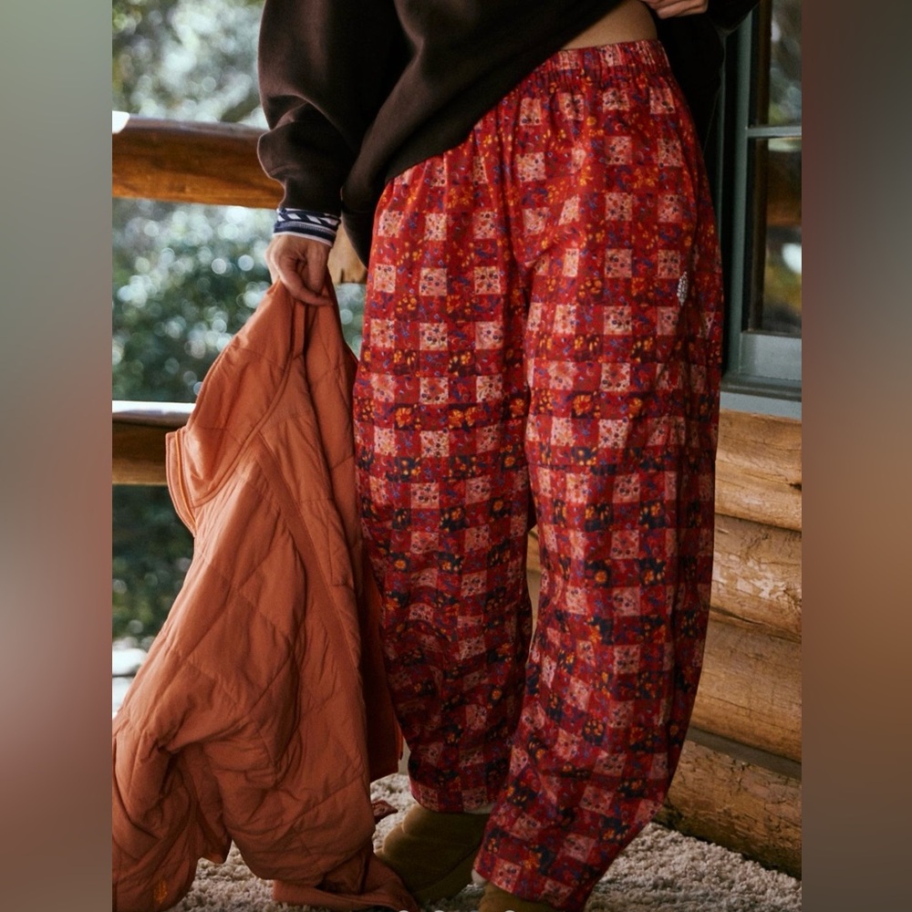 Free People Red Patterned Pants